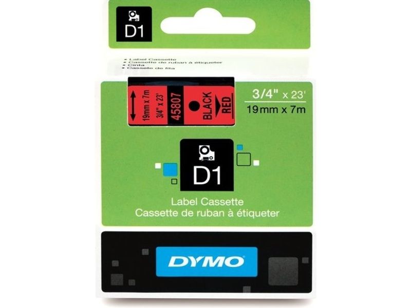 Dymo 45807 (S0720870) Tape Zwart op rood (19 mm)
