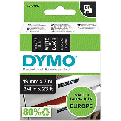 Dymo 45811 (S0720910) - (19 mm) - Blanc sur noir - Ruban