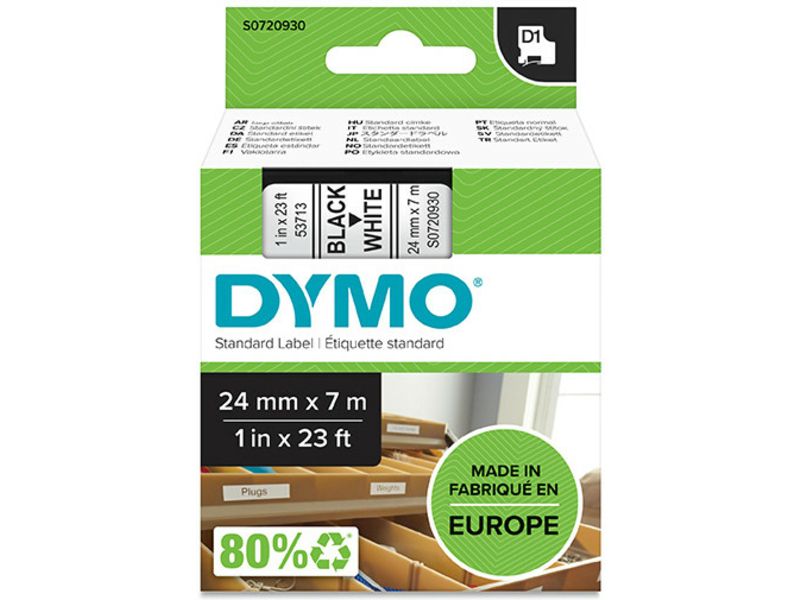 Dymo 53713 (S0720930) Tape Zwart op wit (24 mm)