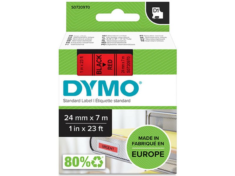 Dymo 53717 (S0720970) Tape Zwart op rood (24 mm)