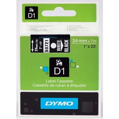 Dymo 53721 (S0721010) - (24 mm x 24 mm) - Blanc sur noir - Ruban