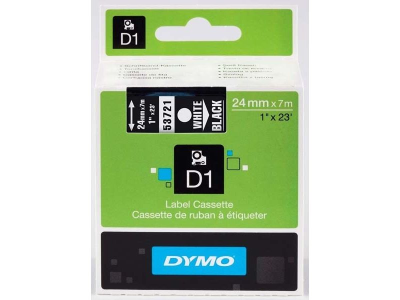 Dymo 53721 (S0721010) Tape Wit op zwart (24 mm)