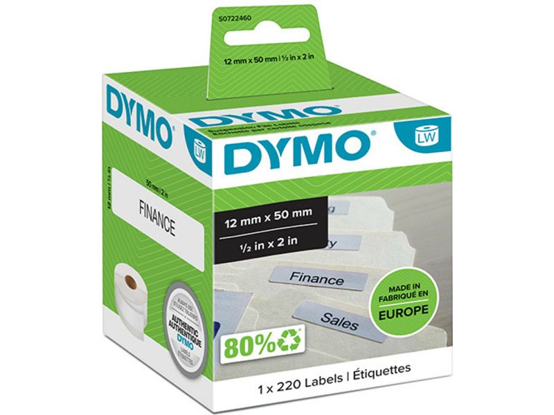 Dymo 99017 (S0722460) Etiket Zwart op wit (12 mm x 50 mm)