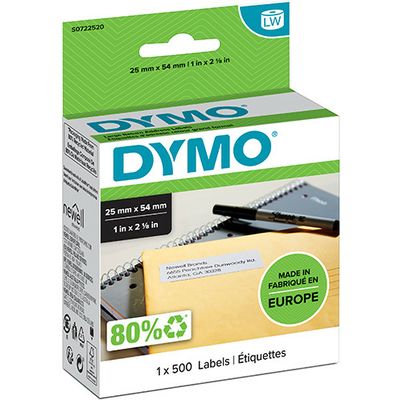 Dymo 11352 (S0722520) - (25 mm x 54 mm) - Noir sur blanc - Étiquette