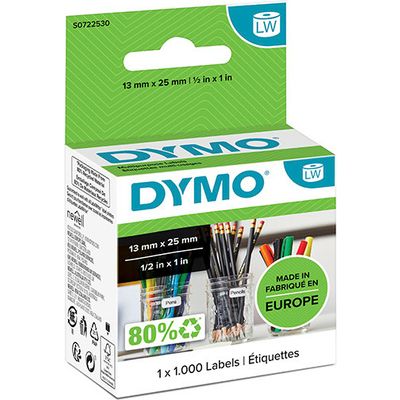 Dymo 11353 (S0722530) - (25 mm x 13 mm) - Noir sur blanc - Étiquette