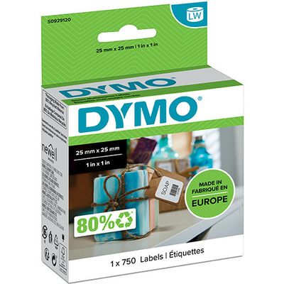 Dymo S0929120 - (25 mm x 25 mm) - Noir sur blanc - Étiquette