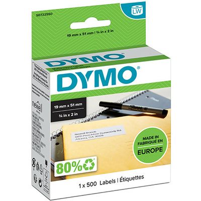 Dymo 11355 (S0722550) - (19 mm x 51 mm) - Noir sur blanc - Étiquette