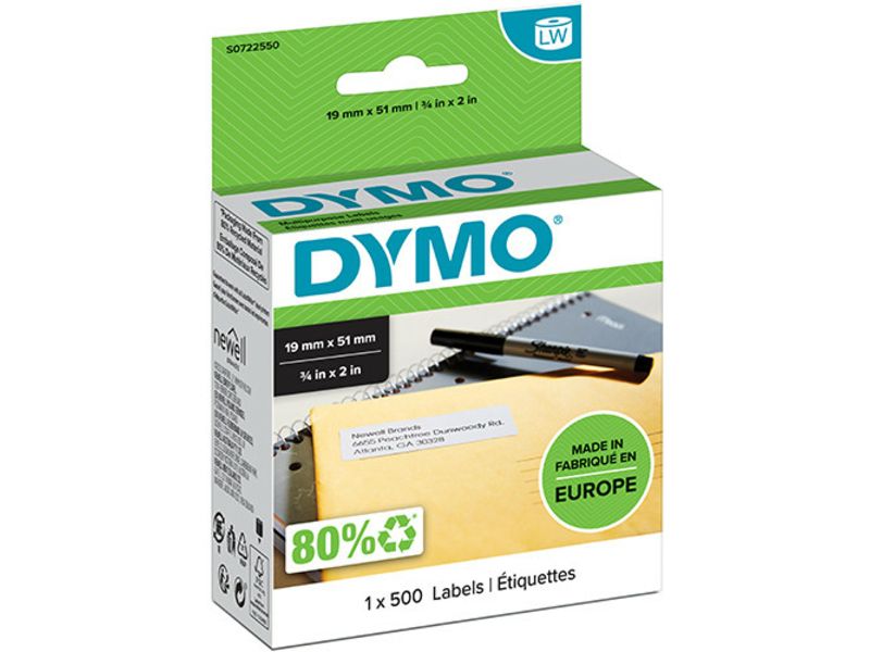 Dymo 11355 (S0722550) Etiket Zwart op wit (19 mm x 51 mm)
