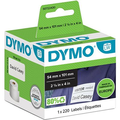 Dymo 99014 (S0722430) - (54 mm x 101 mm) - Noir sur blanc - Étiquette