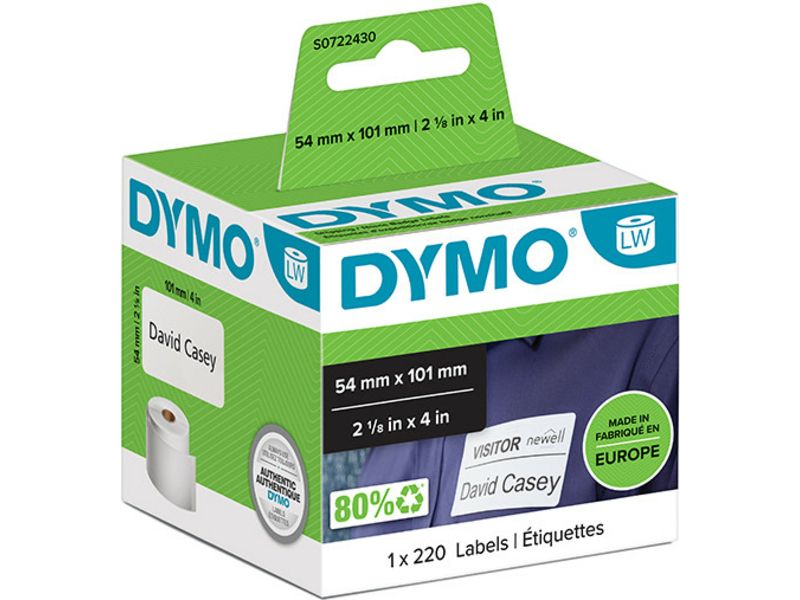 Dymo 99014 (S0722430) Etiket Zwart op wit (54 mm x 101 mm)