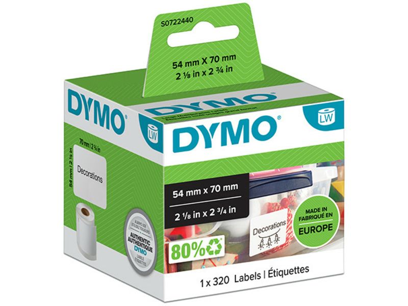 Dymo 99015 (S0722440) Etiket Zwart op wit (54 mm x 70 mm)