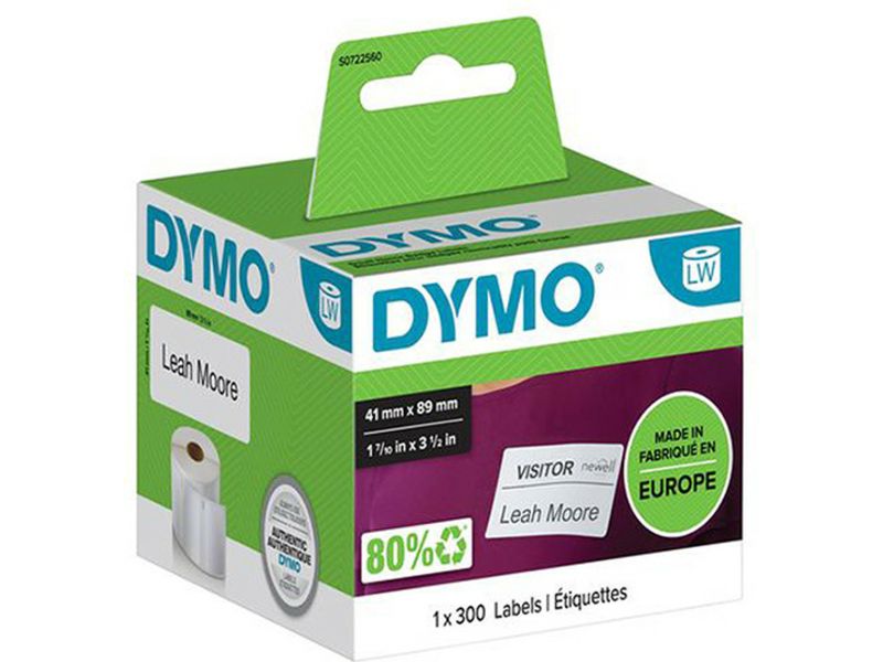 Dymo 11356 (S0722560) Etiket Zwart op wit (41 mm x 89 mm)