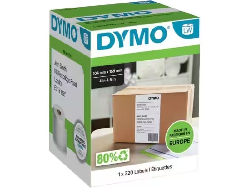 Dymo S0904980 Etiket Zwart op wit (104 mm x 159 mm)