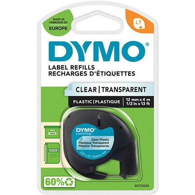 Dymo 12267 (S0721530) - (12 mm) - Noir sur transparent - Ruban