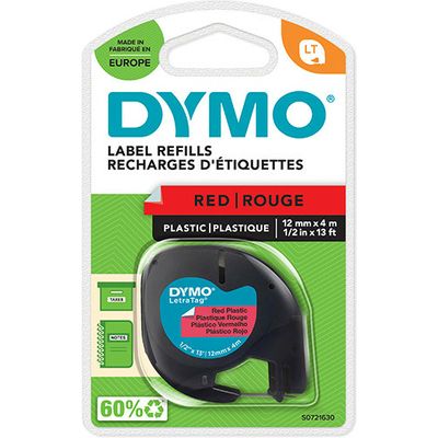 Dymo S0721630 (91203) - (12 mm) - Noir sur rouge - Ruban