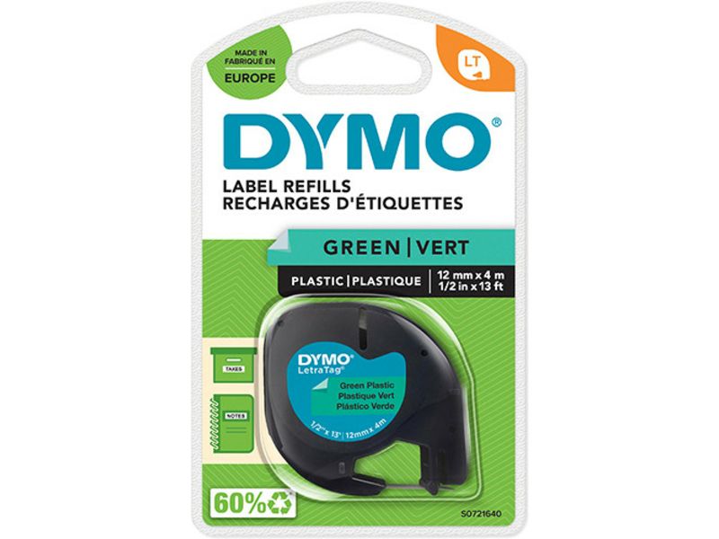 Dymo 91204 (S0721640) Tape Zwart op groen (12 mm)