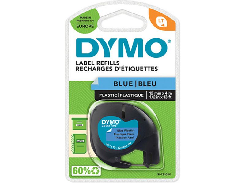 Dymo 91205 (S0721650) Tape Zwart op blauw (12 mm)