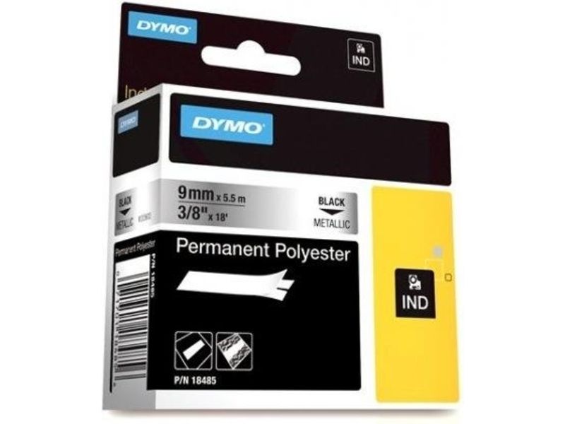 Dymo 18485 (S0718170) Tape Zwart op metallic (9 mm)