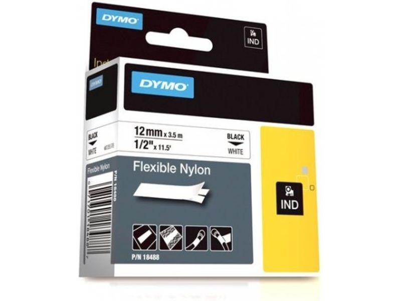Dymo 18488 (S0718100) Tape Zwart op wit (12 mm)