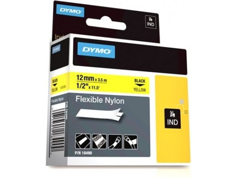 Dymo 18490 (S0718080) Tape Zwart op geel (12 mm)