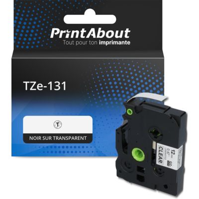 Ruban compatible Brother TZe-131 - (12 mm) - Noir sur transparent