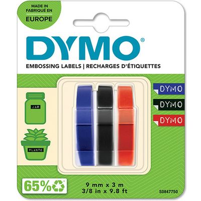 Dymo S0847750 - (9 mm) - Blanc sur noir/rouge/bleu - Ruban