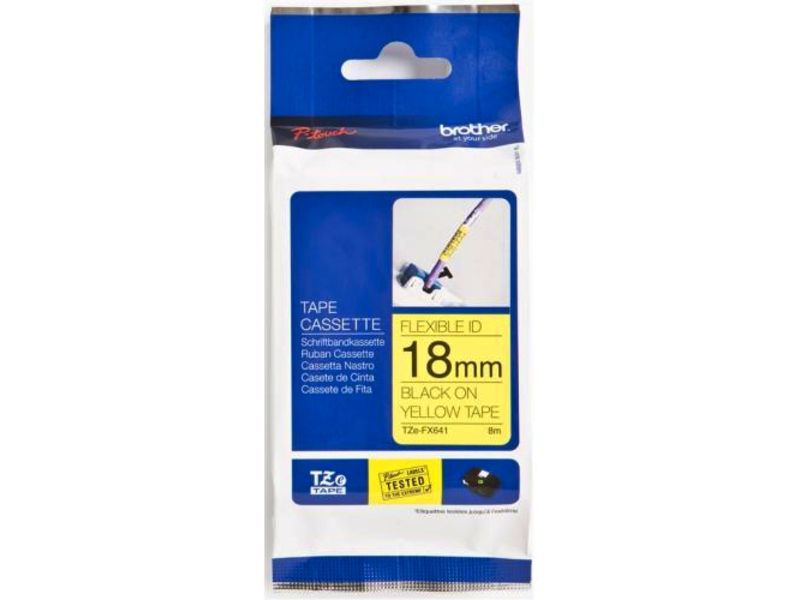 Brother TZe-FX641 Tape Zwart op geel (18 mm)