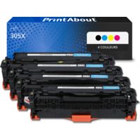 Toner compatible HP 305X (CE410X) - 4 couleurs - Grande capacité - Multipack