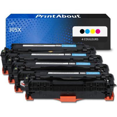 Toner compatible HP 305X (CE410X) - 4 couleurs - Grande capacité - Multipack
