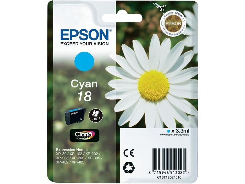 Epson 18 (C13T18024010) Inktcartridge Cyaan