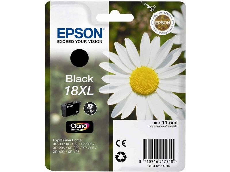 Epson 18XL (C13T18114012) Inktcartridge Zwart Hoge capaciteit