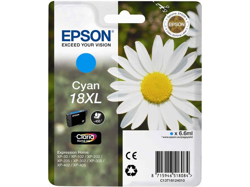 Epson 18XL (C13T18124012) Inktcartridge Cyaan Hoge capaciteit