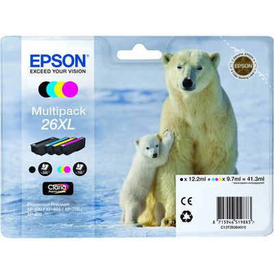 Epson 26XL (C13T26364012) - 4 couleurs - Cartouche d'encre - Grande capacité - Multipack