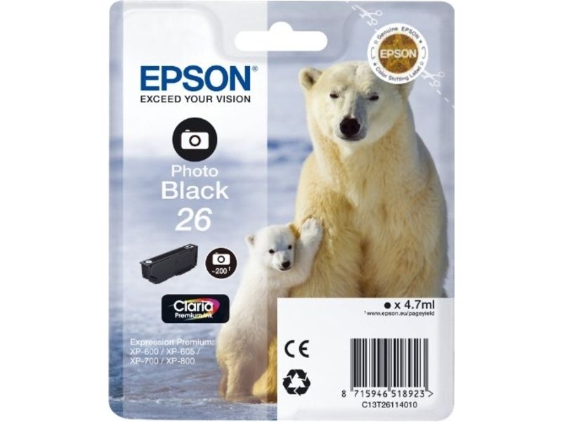 Epson 26 (C13T26114012) Inktcartridge Foto-zwart