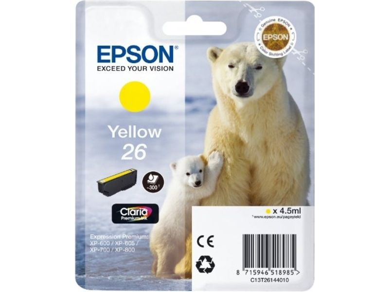 Epson 26 (C13T26144012) Inktcartridge Geel