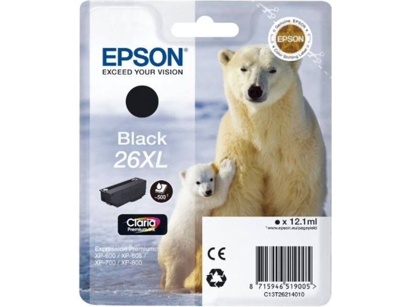 Epson 26XL (C13T26214012) Inktcartridge Zwart Hoge capaciteit