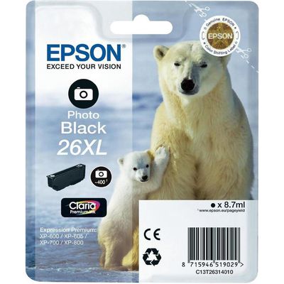 Epson 26XL (C13T26314012) - Noir photo - Cartouche d'encre - Grande capacité