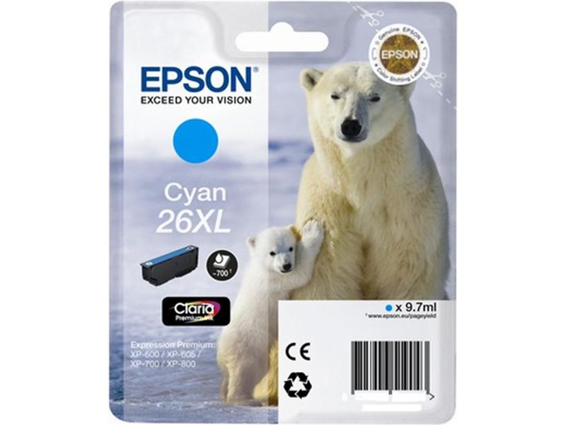 Epson 26XL (C13T26324012) Inktcartridge Cyaan Hoge capaciteit
