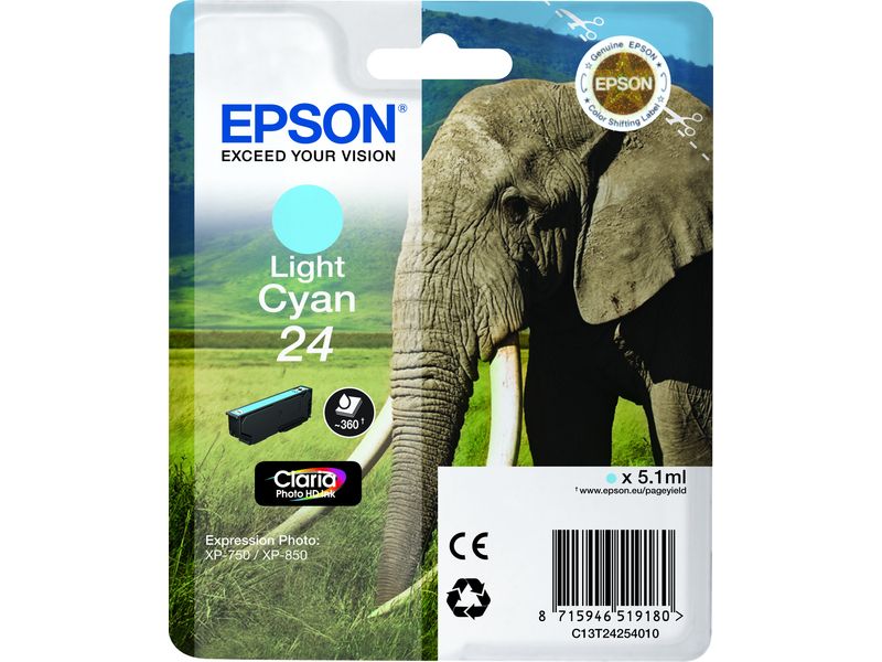 Epson 24 (C13T24254012) Inktcartridge Licht-cyaan