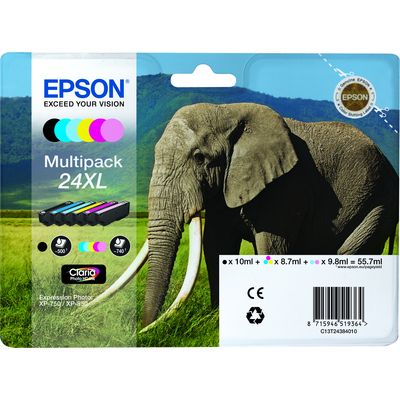 Epson 24XL (C13T24384012) - 6 couleurs - Cartouche d'encre - Grande capacité - Multipack