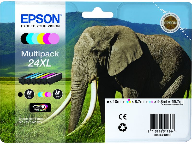 Epson 24XL (C13T24384012) Inktcartridge 6-kleuren Multipack Hoge capaciteit