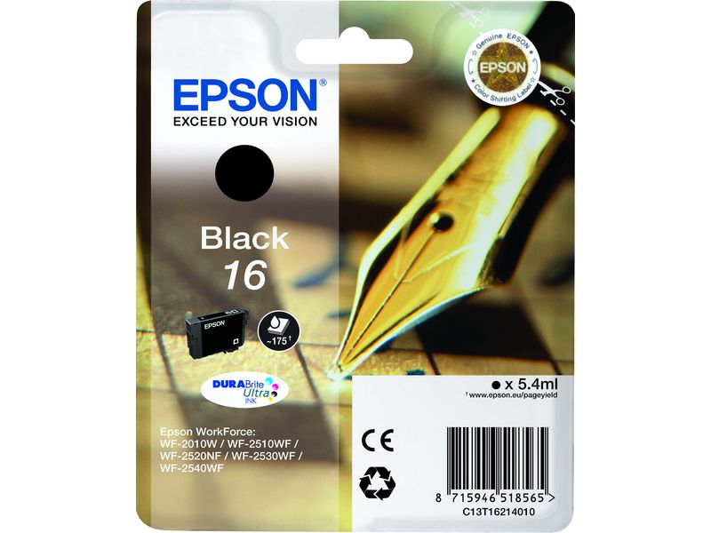 Epson 16 (C13T16214012) Inktcartridge Zwart