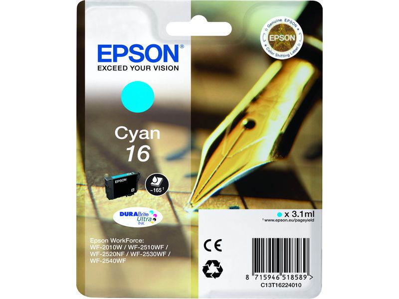 Epson 16 (C13T16224012) Inktcartridge Cyaan