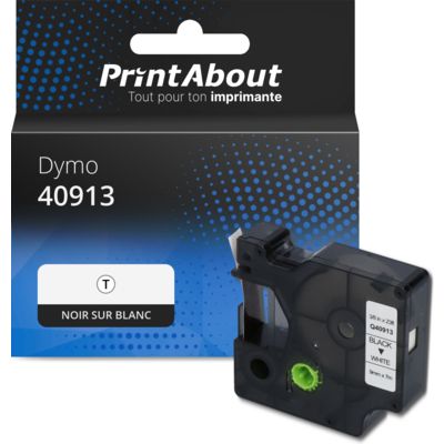 Ruban compatible Dymo 40913 (S0720680) - (9 mm) - Noir sur blanc