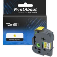 Ruban compatible Brother TZe-651 - (24 mm x 24 mm) - Noir sur jaune