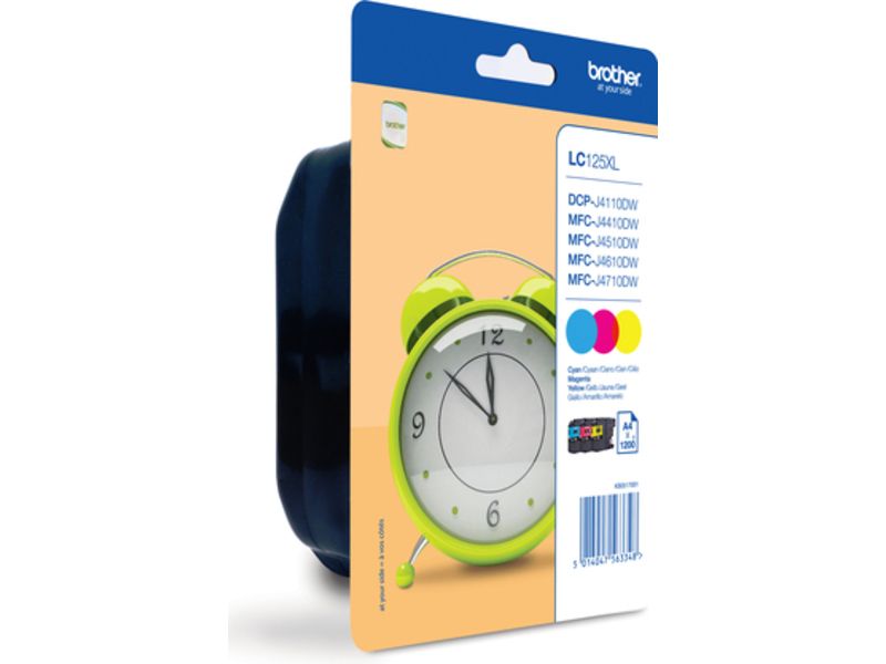 Brother LC-125XLRBWBP Inktcartridge 3-kleuren Multipack Hoge capaciteit