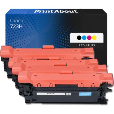Toner compatible Canon 723H  - 4 couleurs - Grande capacité - Multipack