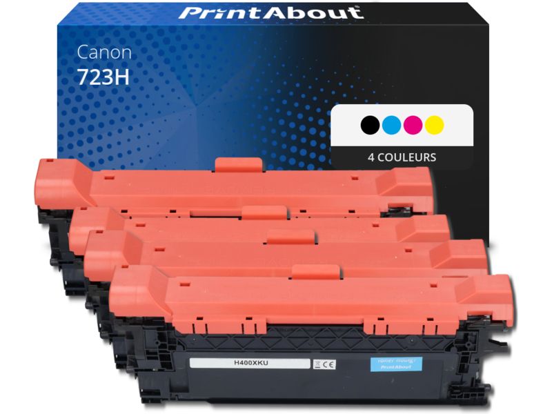 Toner compatible Canon 723H - 4 couleurs - Grande capacité - Multipack