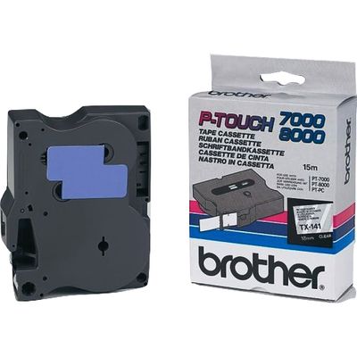 Brother TX-141 - (18 mm) - Noir sur transparent - Ruban