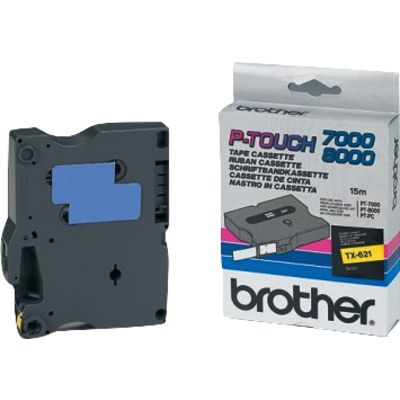 Brother TX-621 - (9 mm) - Noir sur jaune - Ruban
